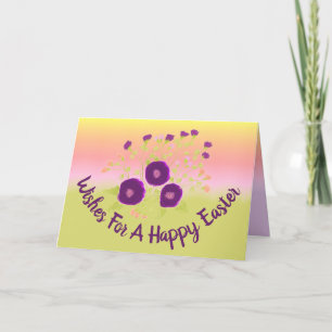 Happy Easter Pastel Paper Card With Purple