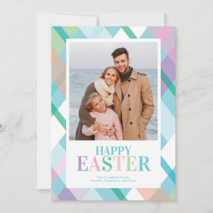 Happy Easter Pastel Plaid Photo Card