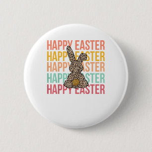Happy Easter Pastel Spring Leopard Bunny Rabbit Wo 6 Cm Round Badge