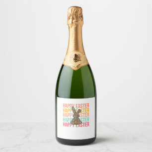 Happy Easter Pastel Spring Leopard Bunny Rabbit Wo Sparkling Wine Label