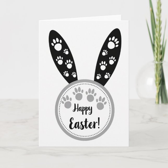 Happy Easter Paw Prints Card (Front)