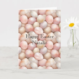 Happy Easter Peach Pink Eggs   Card