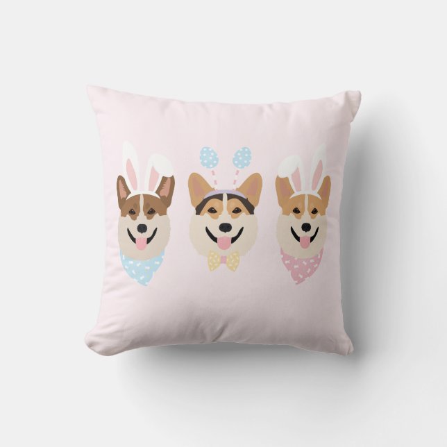 Happy Easter Pembroke Welsh Corgi Dogs Cushion (Front)
