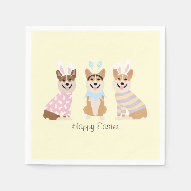 Happy Easter Pembroke Welsh Corgi Dogs Napkin (Front)
