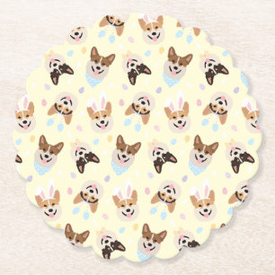 Happy Easter Pembroke Welsh Corgi Dogs Paper Coaster