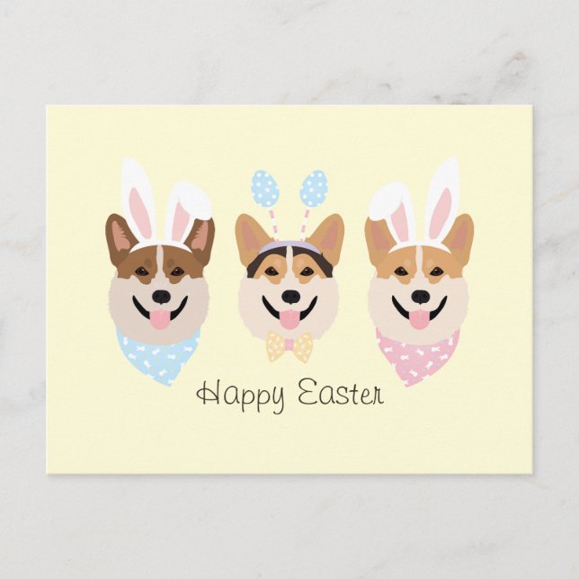 Happy Easter Pembroke Welsh Corgi Dogs Postcard (Front)