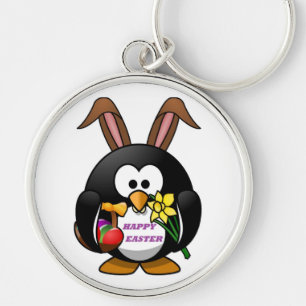 "HAPPY EASTER" PENGUIN BUNNY KEY RING