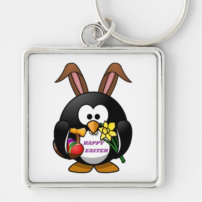 "HAPPY EASTER" PENGUIN BUNNY KEY RING (Front)