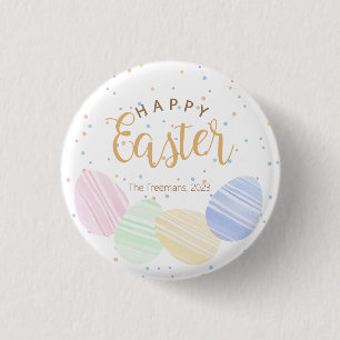 Happy Easter Personalised Watercolor Eggs 3 Cm Round Badge