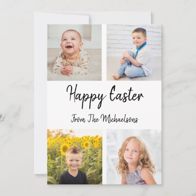 Happy Easter Photo Collage Holiday Card (Front)