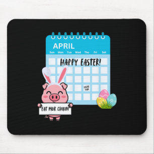 Happy Easter Pig With Bunny Ears Calendar Funny Ea Mouse Pad