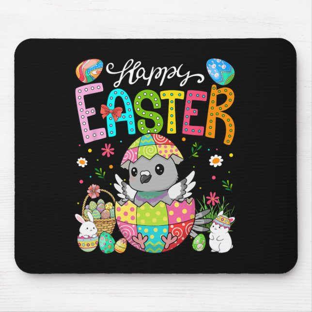 Happy Easter Pigeon Inside Colourful Eggs Easter B Mouse Pad (Front)