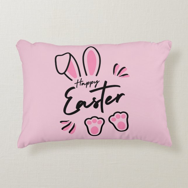 Happy Easter (Pink) Decorative Cushion (Front)