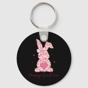 Happy Easter Pink Floral Chinoiserie Bunny Girls K Key Ring