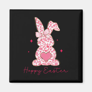Happy Easter Pink Floral Chinoiserie Bunny Girls K Magnet
