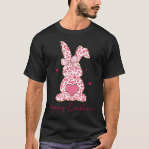 Happy Easter Pink Floral Chinoiserie Bunny Girls K T-Shirt