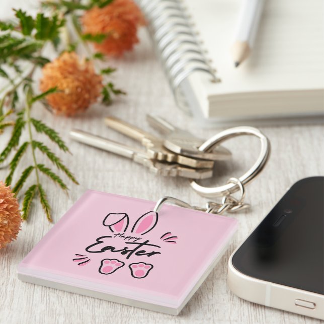 Happy Easter (Pink) Key Ring (Front Right)