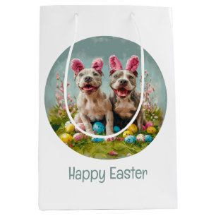 Happy Easter Pit Bull Dogs Medium Gift Bag