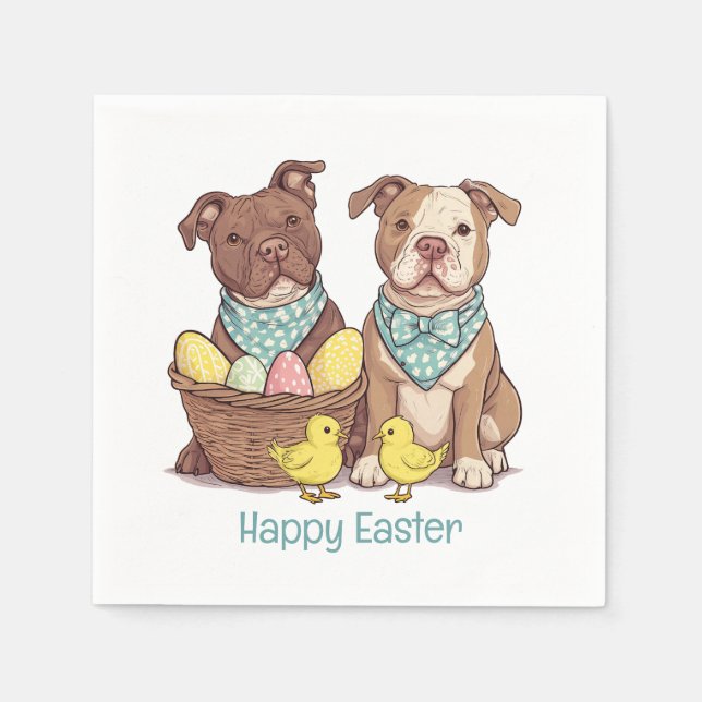 Happy Easter Pit Bull Dogs Napkin (Front)