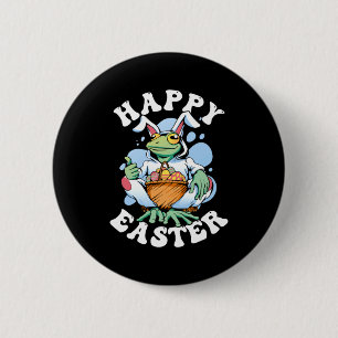 Happy Easter Playful Bunny 6 Cm Round Badge