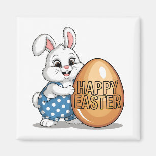 Happy Easter Polka Dot Bunny Magnet