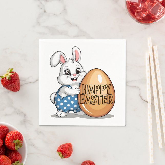 Happy Easter Polka Dot Bunny Napkin (Insitu)
