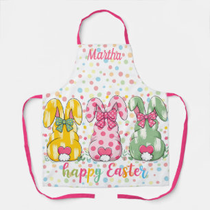 Happy Easter Polka Dot Easter Bunnies Apron