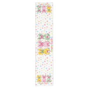 Happy Easter Polka Dot Easter Bunnies Short Table Runner