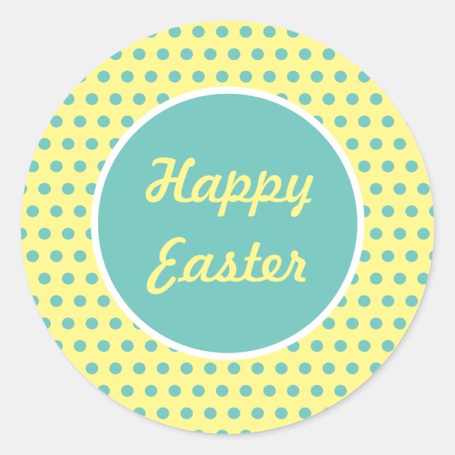 Happy Easter Polka Dot Round Stickers (Pastel) (Front)