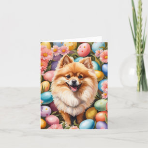 Happy Easter Pomeranian Holiday Card
