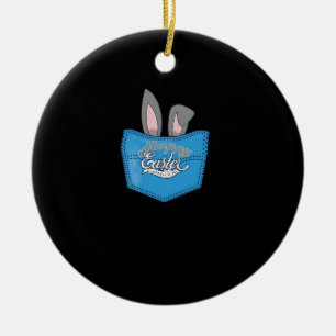 Happy Easter Pop Peeking Bunny Ceramic Ornament