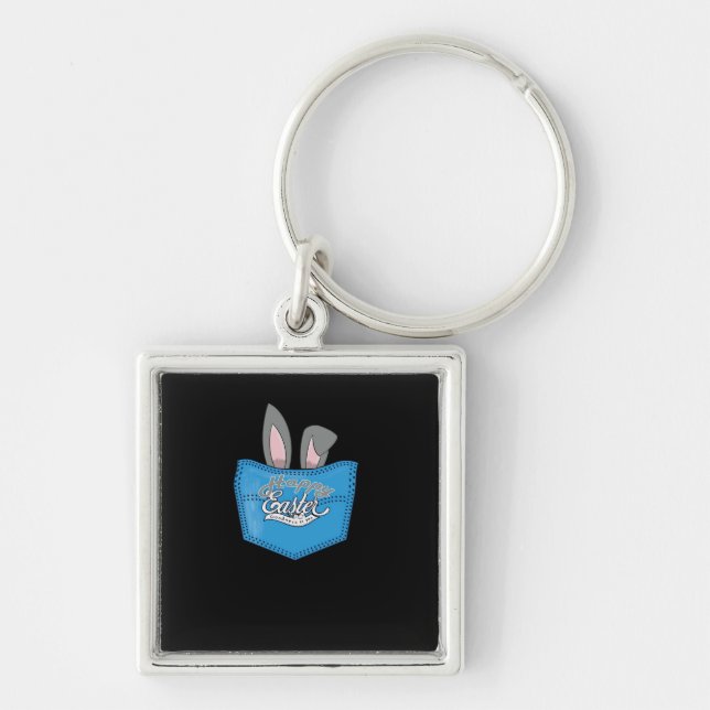 Happy Easter Pop Peeking Bunny Key Ring (Front)