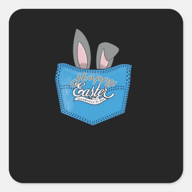 Happy Easter Pop Peeking Bunny Square Sticker (Front)