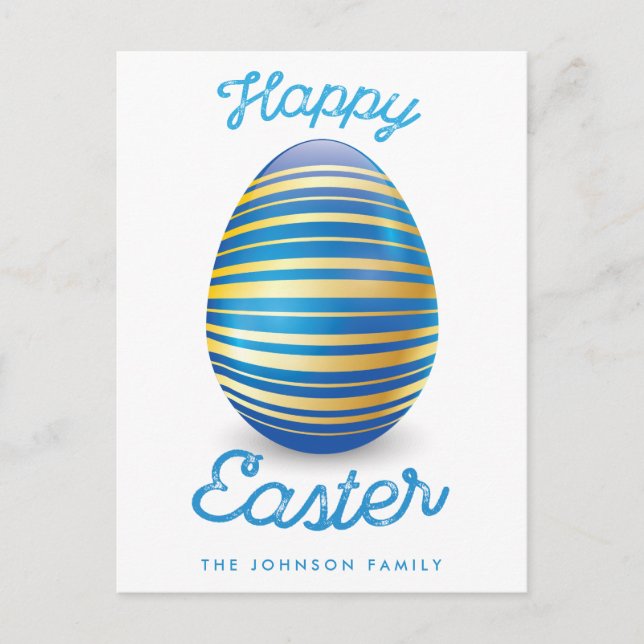 Happy Easter Postcards With Blue Easter Egg (Front)