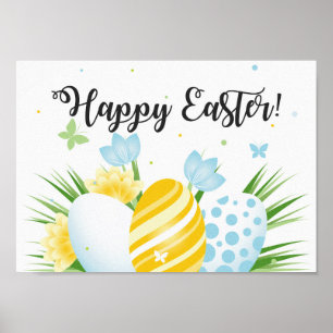 Happy Easter poster - easter eggs poster