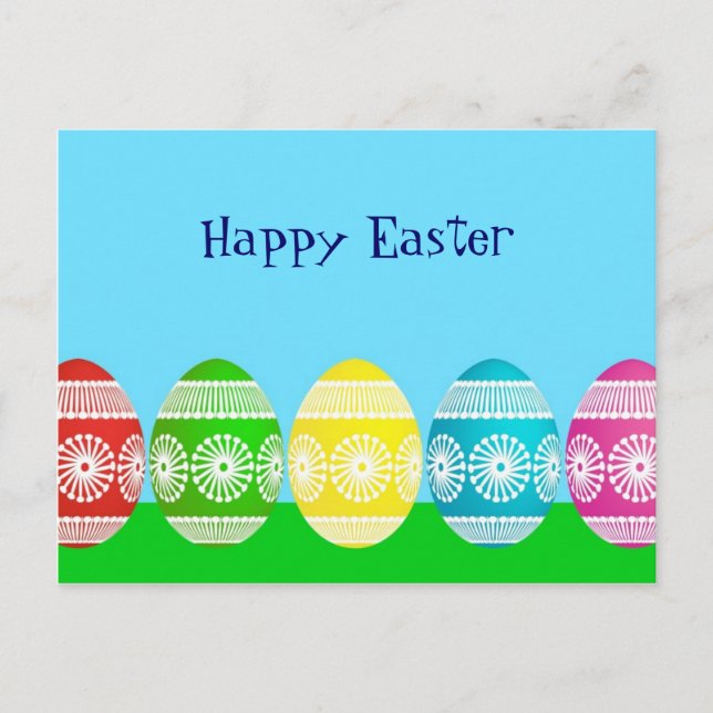Happy Easter powder blue cute egg design Holiday Postcard (Front)