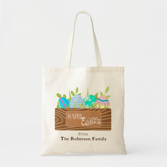 Happy Easter Pretty Egg Basket   Tote Bag (Front)