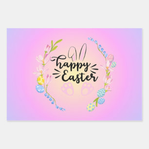 Happy Easter Pretty Pastel Wrapping Paper Sheet