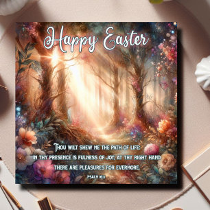 Happy Easter Psalm Woodland Flowers Christian  Holiday Card