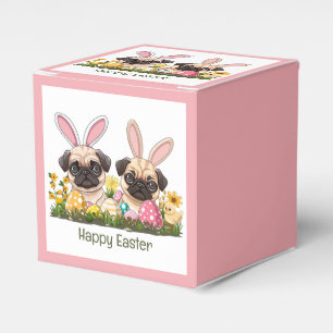 Happy Easter Pug Dogs Bunny Ears Favour Box