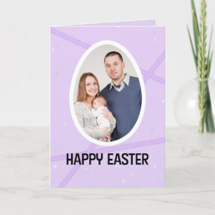 Happy Easter Purple Egg Frame Your Custom Photo  Holiday Card