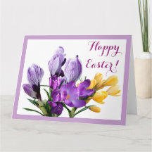 Happy Easter purple yellow crocus pretty floral
