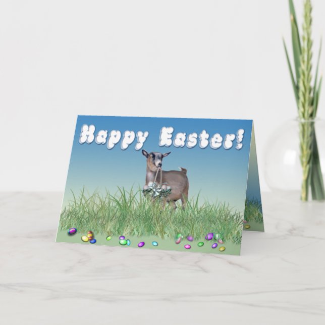 Happy Easter Pygmy Goat Holiday Card (Front)
