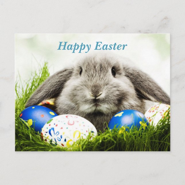 Happy Easter Rabbit Announcement Postcard (Front)