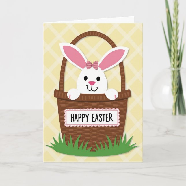 Happy Easter Rabbit Basket Card (Front)