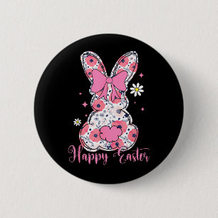 Happy Easter Rabbit Coquette Bow Bunny Women Girl 6 Cm Round Badge