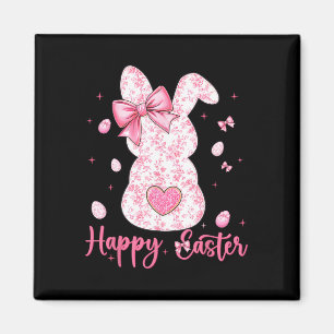 Happy Easter Rabbit Coquette Bunny Floral Women Gi Magnet