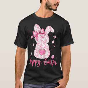 Happy easter rabbit coquette bunny floral women T-Shirt
