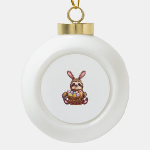 Happy Easter Rabbit Easter Eggs Basket Sloth Easte Ceramic Ball Christmas Ornament