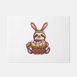 Happy Easter Rabbit Easter Eggs Basket Sloth Easte Doormat